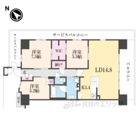 クラッシィハウス京都六地蔵２０階の間取り