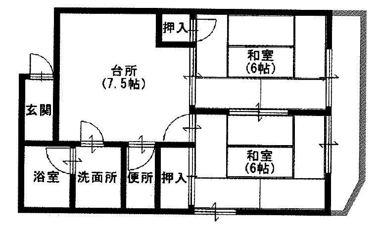 西宮市山口町中野のアパートの間取り