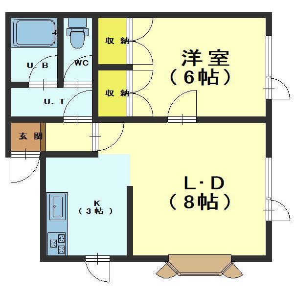 北斗市七重浜のアパートの間取り