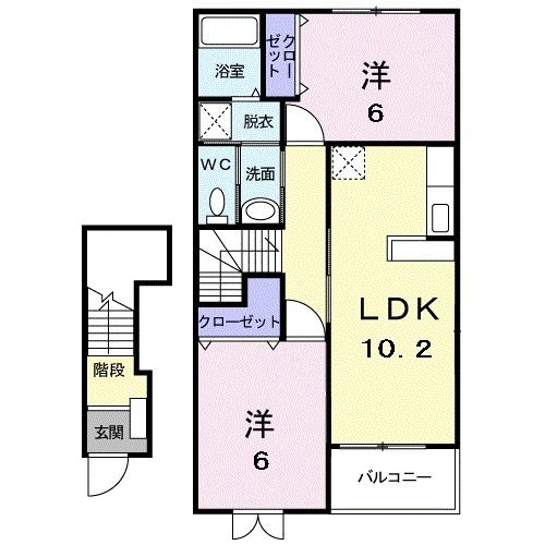 鹿児島市中山町のアパートの間取り