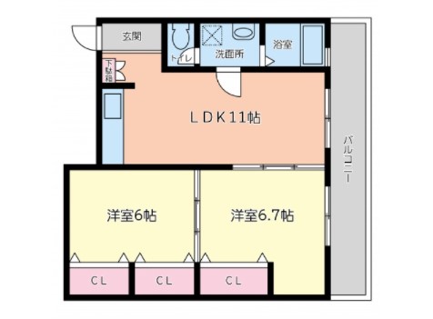 広島市南区大須賀町のマンションの間取り