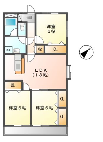 松阪市高町のマンションの間取り