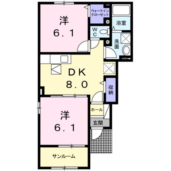 倉吉市井手畑のアパートの間取り