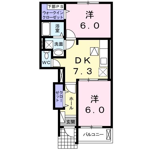 豊川市御津町下佐脇のアパートの間取り