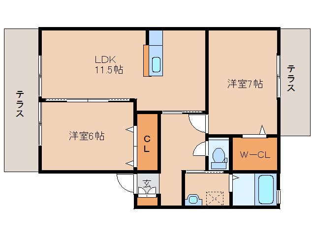 奈良市南京終町のアパートの間取り