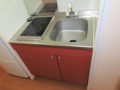 キッチン　2口の電気コンロまたはIHコンロとなります