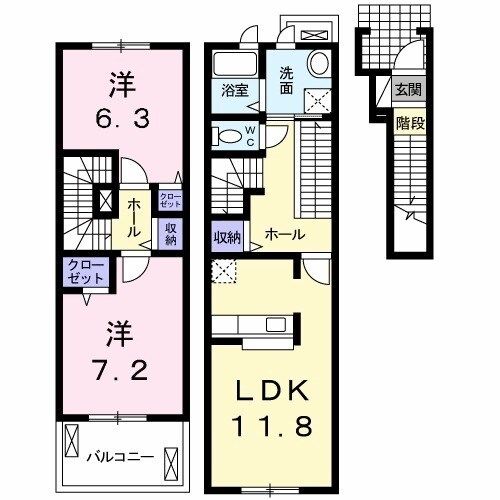 熊本市北区徳王のアパートの間取り