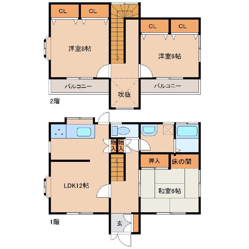 【匝瑳市堀川貸家の間取り】