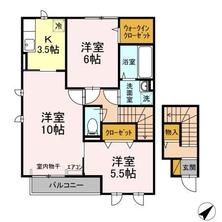 野田市山崎貝塚町のアパートの間取り