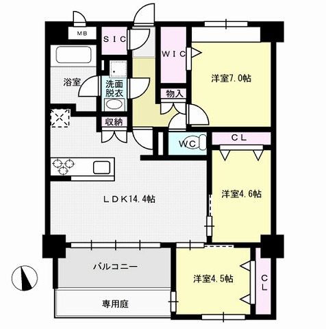 福岡市早良区高取のマンションの間取り