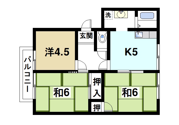 天理市前栽町のアパートの間取り