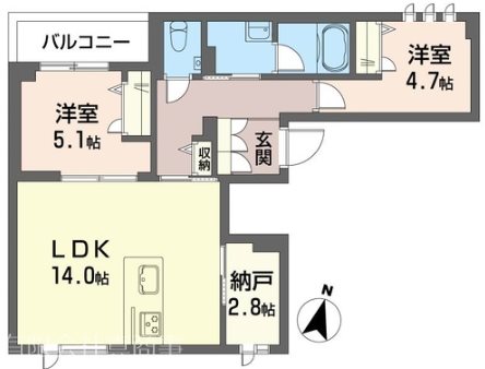 国分寺市南町のマンションの間取り