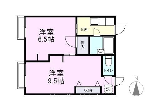 松本市桐のアパートの間取り