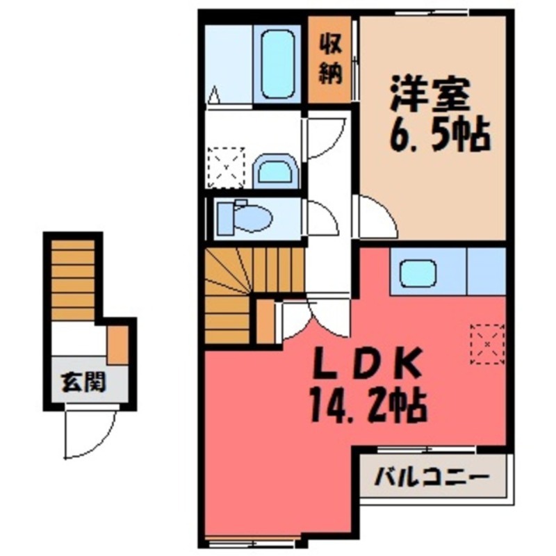 筑西市伊佐山のアパートの間取り