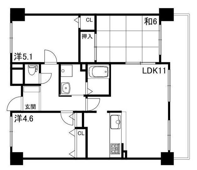 姫路市野里のマンションの間取り