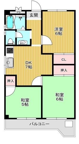 八尾市桜ヶ丘のアパートの間取り