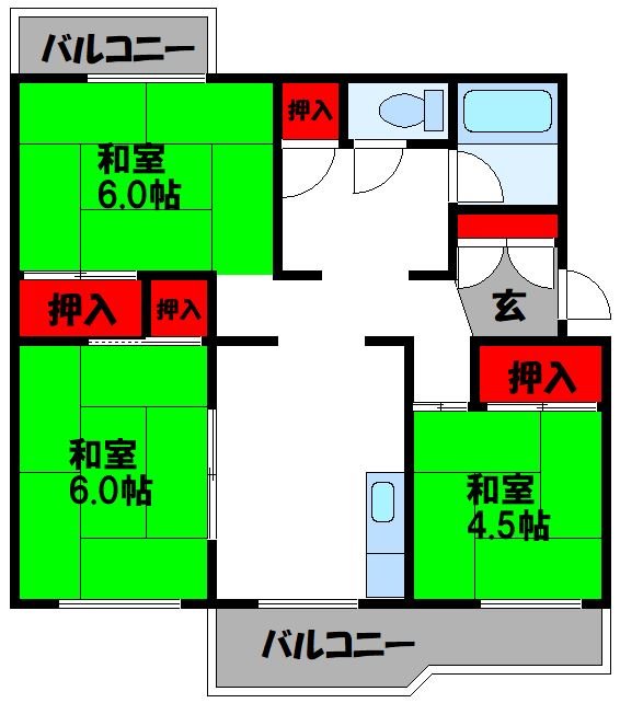 東福間団地　12000棟の間取り