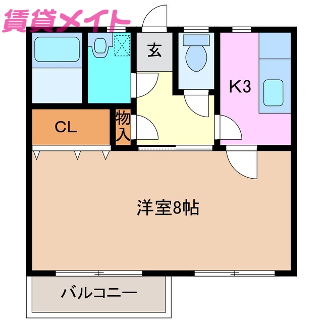 津市高茶屋小森町のアパートの間取り