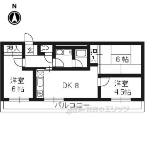 京都市西京区大枝中山町のマンションの間取り