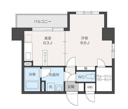 福岡市中央区赤坂のマンションの間取り