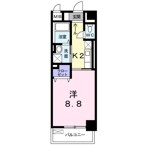 【岡山市北区中山下のマンションの間取り】