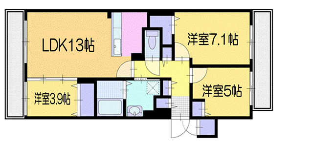 千歳市幸町のマンションの間取り