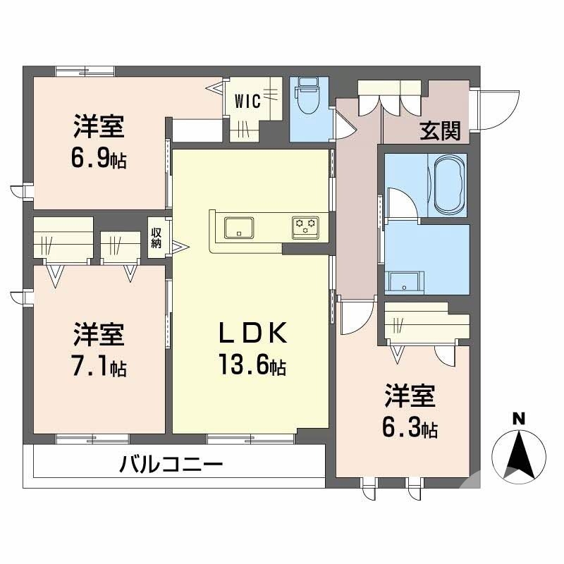 堺市堺区中三国ヶ丘町のマンションの間取り