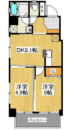 北九州市小倉北区下到津のマンションの間取り