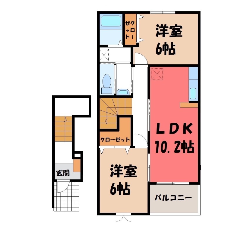 伊勢崎市曲沢町のアパートの間取り