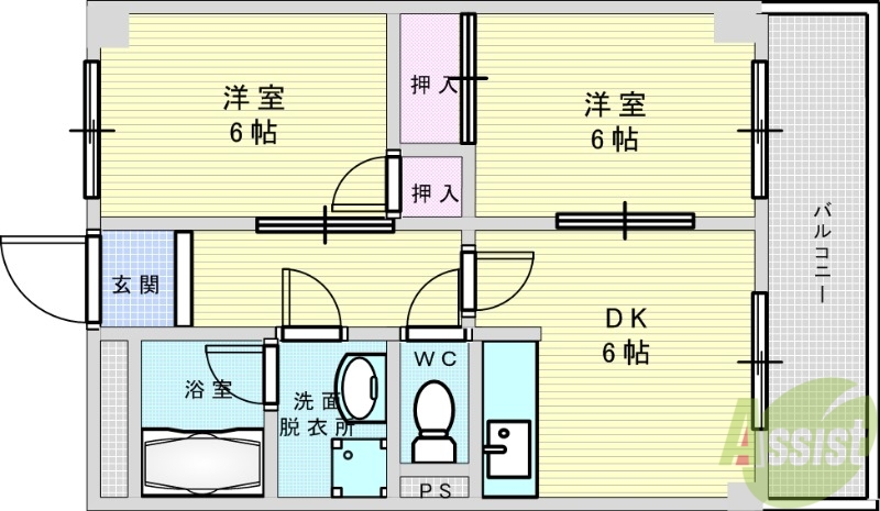 吹田市千里山東のマンションの間取り