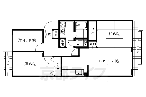 宇治市広野町のマンションの間取り