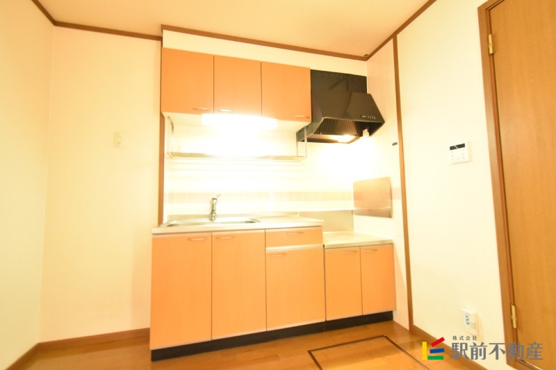 キッチン　吊下げ収納棚付き