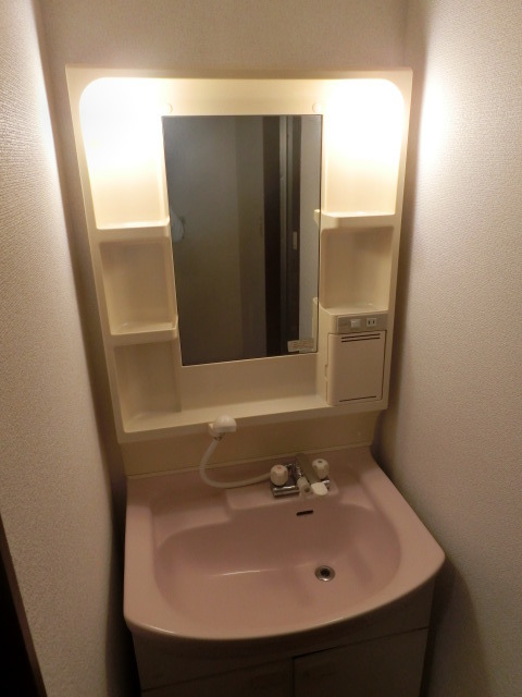洗面設備　ドレッサーに収納たくさん。洗面台も完備です。