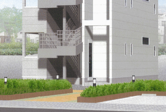エントランス　お洒落な建物デザイン♪※パース