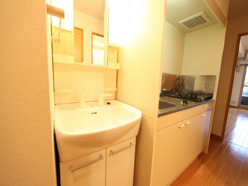 洗面設備　独立洗面台（シャンプードレッサー付）収納スペース有