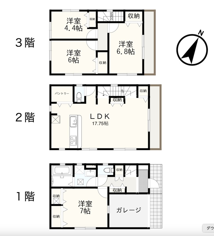 櫛引町戸建貸家の間取り写真