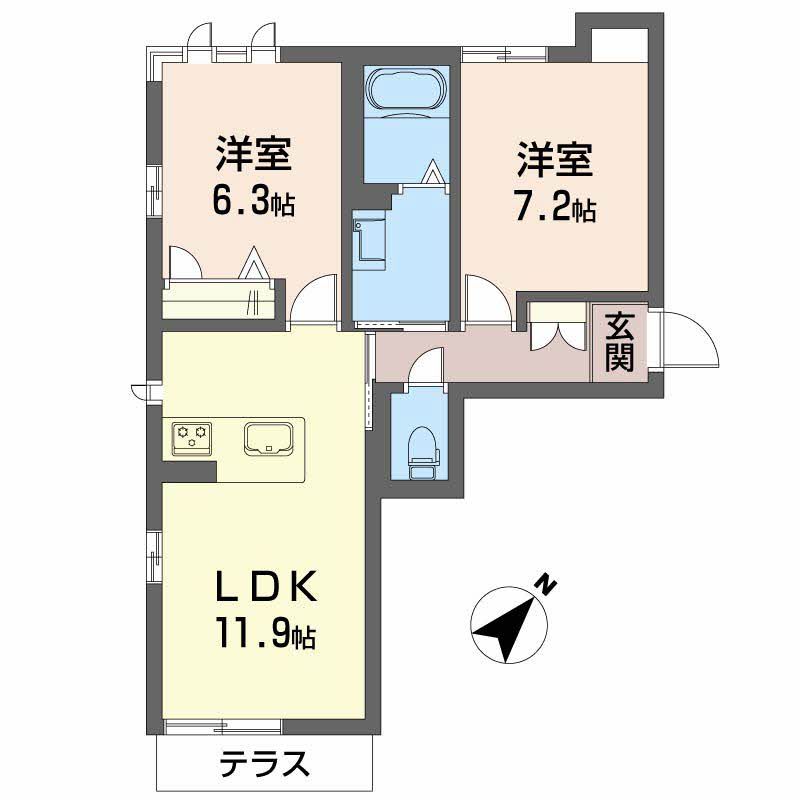 ＪＲ山陽本線 福山駅 徒歩53分 3階建 築13年の間取り写真