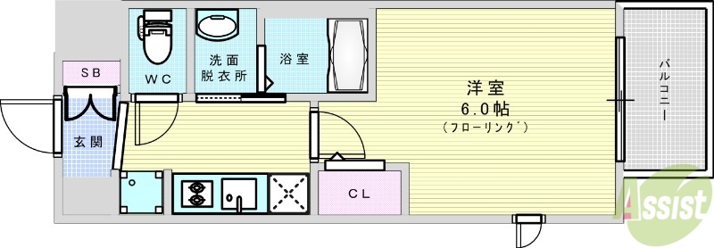 大阪市西淀川区大和田のマンションの間取り