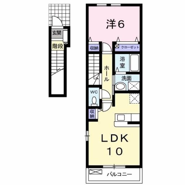 倉吉市山根のアパートの間取り