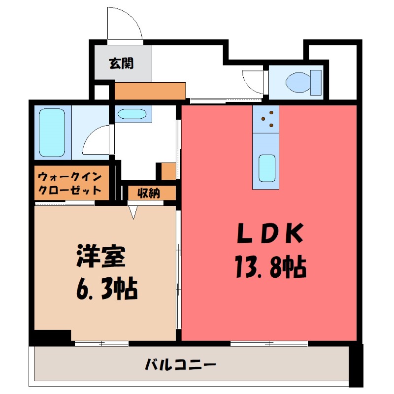 太田市東矢島町のマンションの間取り