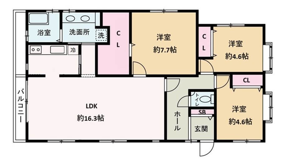 大田区西嶺町のマンションの間取り