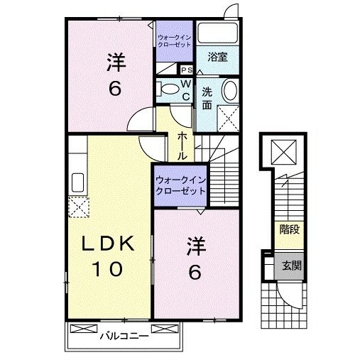 宇城市松橋町浅川のアパートの間取り