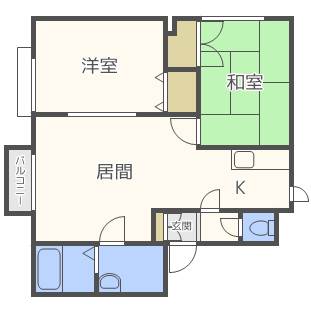 札幌市北区あいの里二条のアパートの間取り