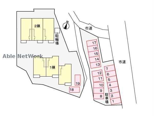 【蒲郡市竹谷町のアパートの駐車場】