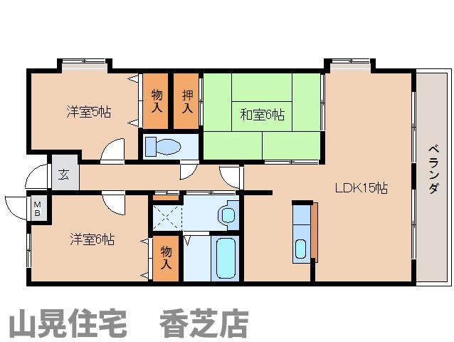 香芝市五位堂のマンションの間取り