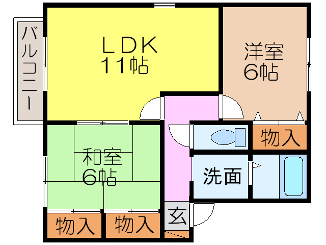 大村市溝陸町のアパートの間取り