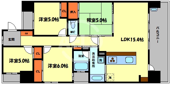 大阪市都島区毛馬町のマンションの間取り