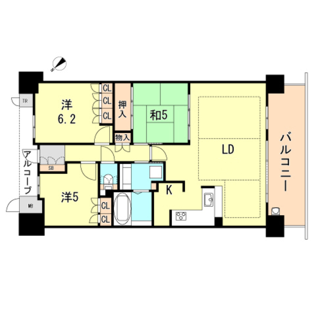 神戸市須磨区松風町のマンションの間取り