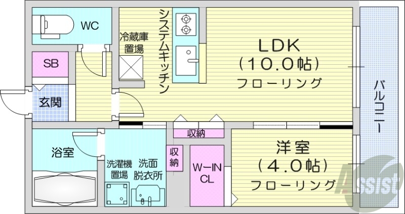 【札幌市中央区南十七条西のマンションの間取り】