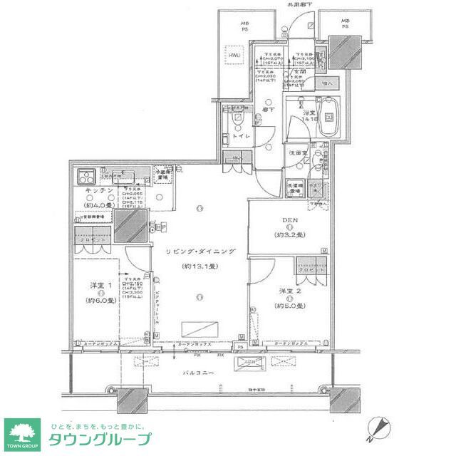 中央区勝どきのマンションの間取り